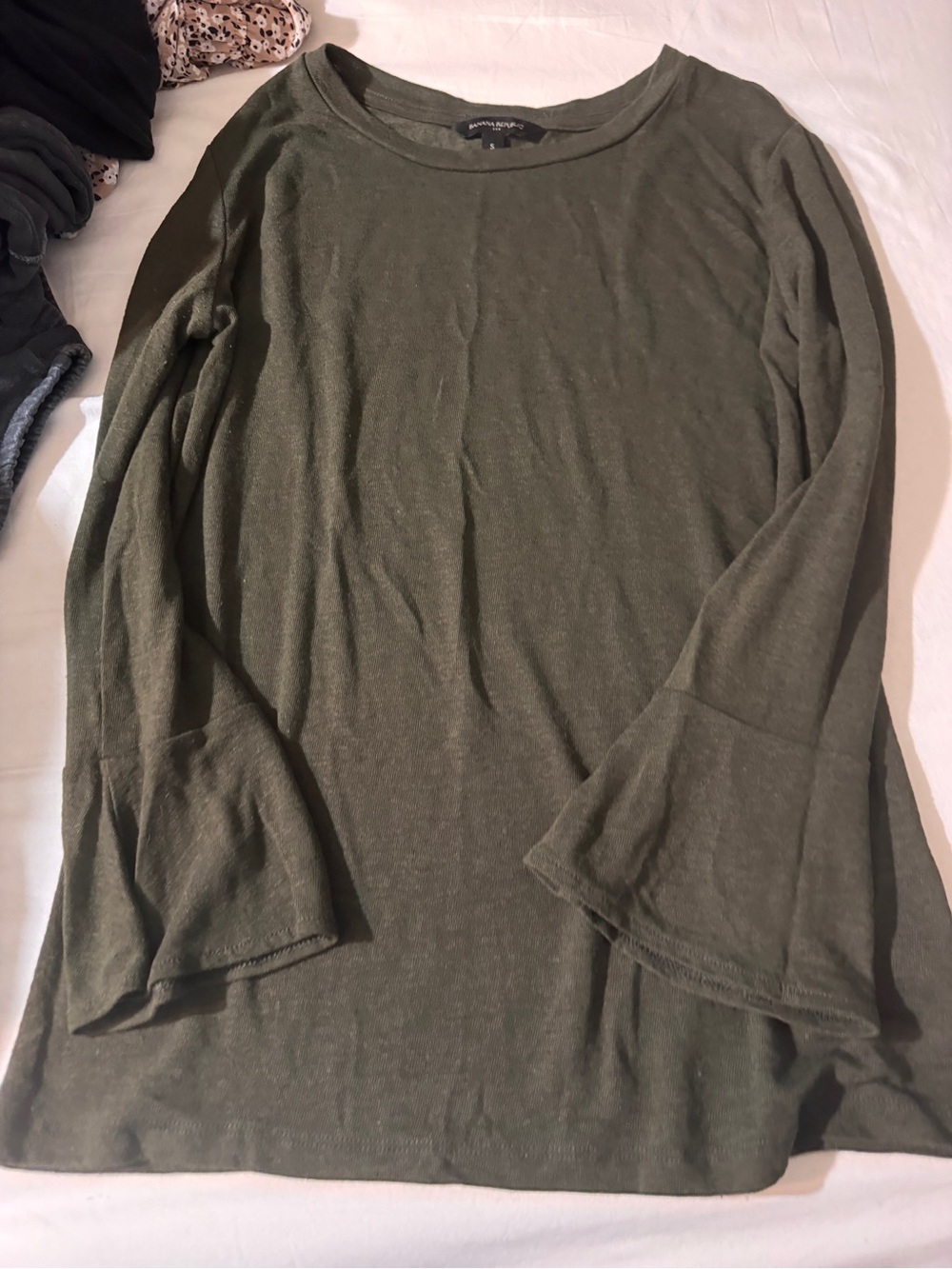 Olive Green Long Sleeve Crewneck Shirt